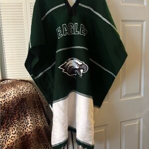 Green and White Poncho, UNISEX.